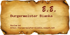 Burgermeister Bianka névjegykártya